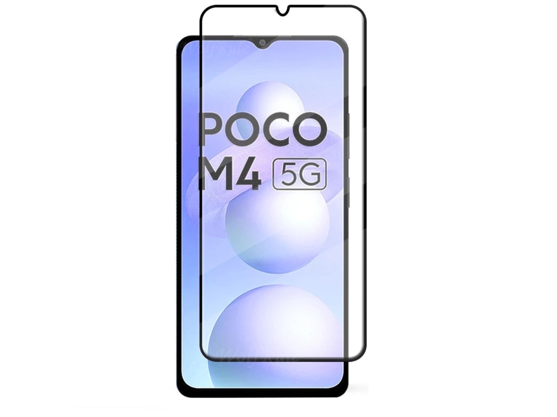 EVELATUS Capa Completa Vidro 2.5D Xiaomi Poco M4 5G / Poco M5 Antiestática / Cola Japonesa Preta