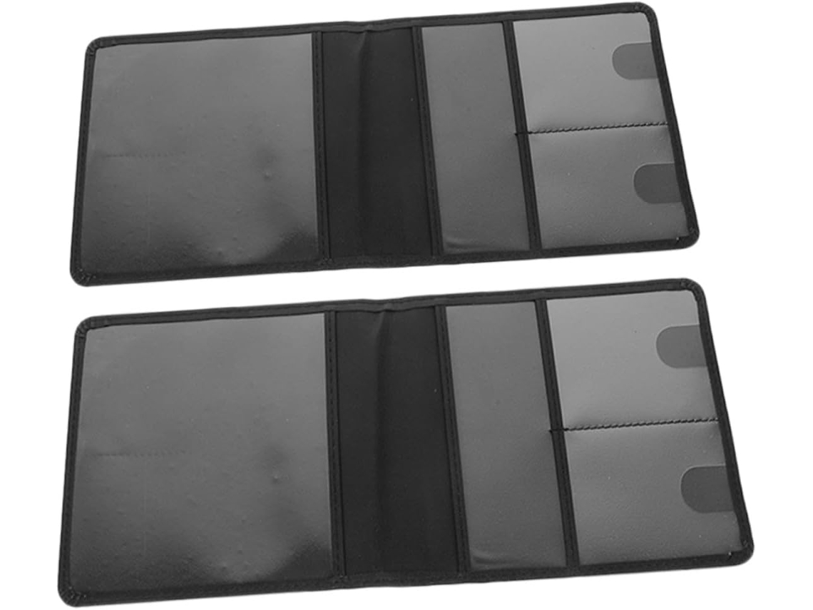Porta-cartões De Carro Em Pu Preto, Conjunto De 2 Peças, Protege Documentos De Seguro E