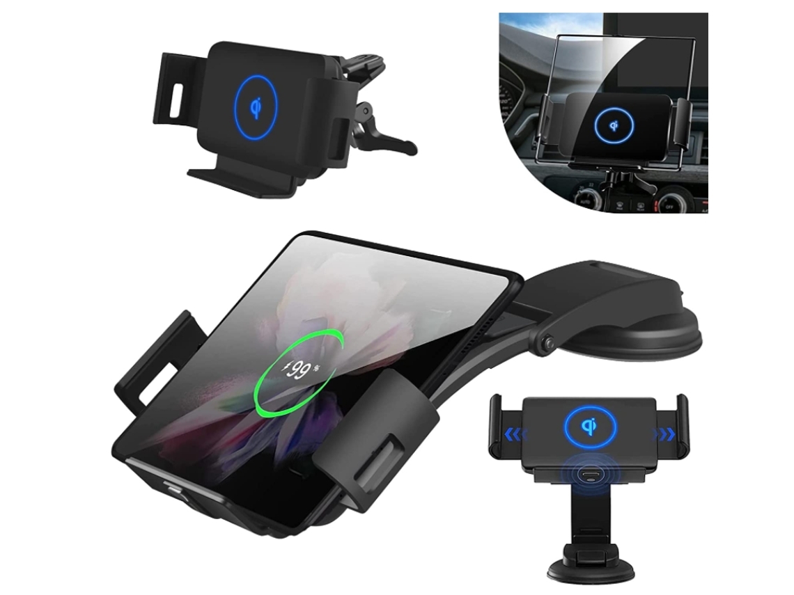 Carregador Carro Sem Fold Saídas Painel Qi Fast para Samsung Galaxy Z Fold 3/2 YIZHOOD Preto