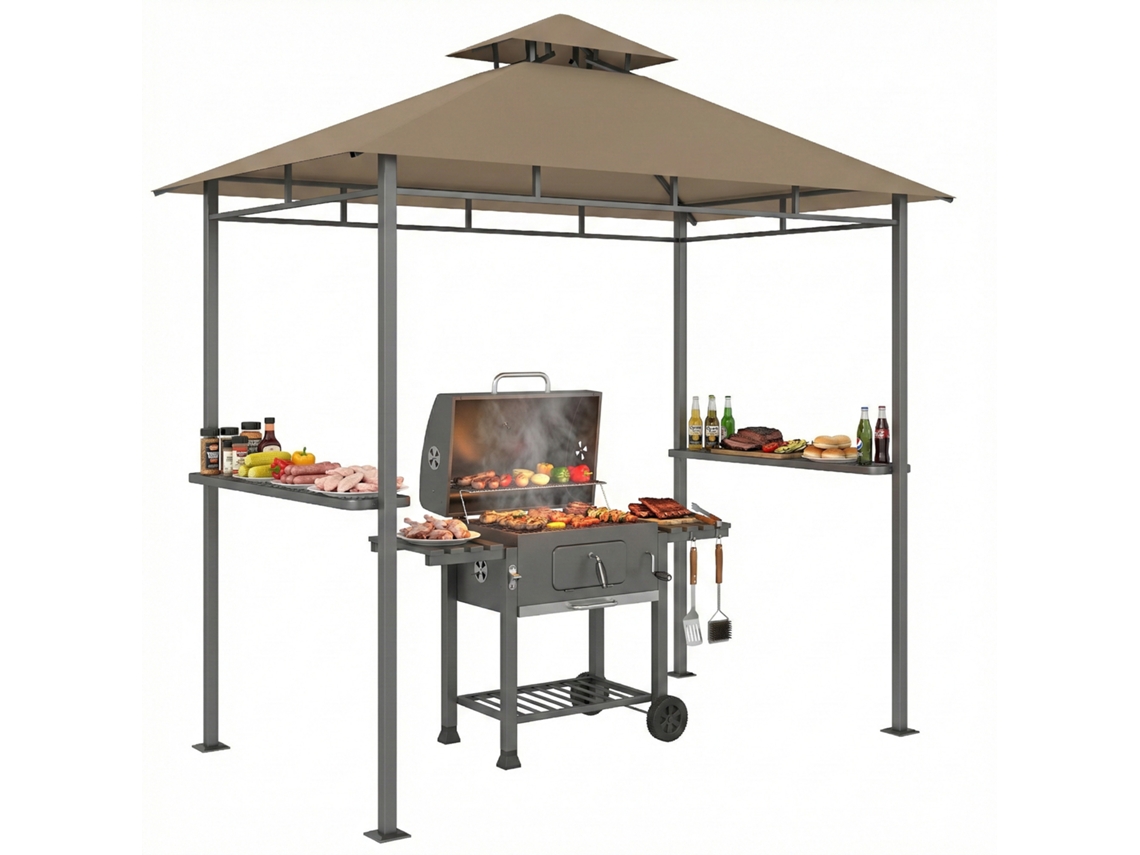 Pérgola CHEZMOI de 3x3m com toldo retrátil, cortinas, proteção solar UPF30+
