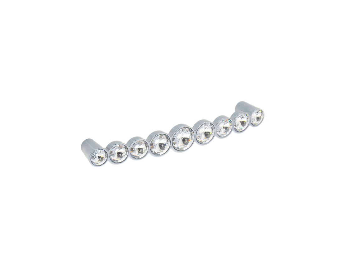 Puxador para Mobiliário em Zamac e Cristal Distância Entre Centros de 128 Mm Cromado Polido Conjunto de 6mm HARDWAREXCHANGE