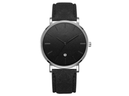 Reloj De Pulsera Analógico De Cuarzo Con Dial Redondo (cinturón Negro, Caja Plata)