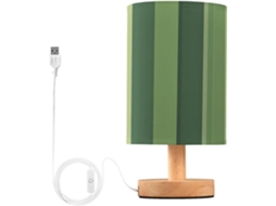 Abajur De Cabeceira Listrado Verde Com Porta Usb, Sem Necessidade De Lâmpada, Luz Led Quente Para Quarto, Sala De Estar