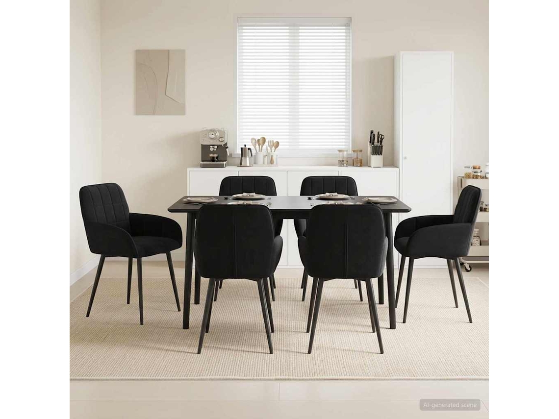 Vidaxl Cadeiras De Jantar 6 Unid. Veludo Preto 57 X 50 X 85 Cm