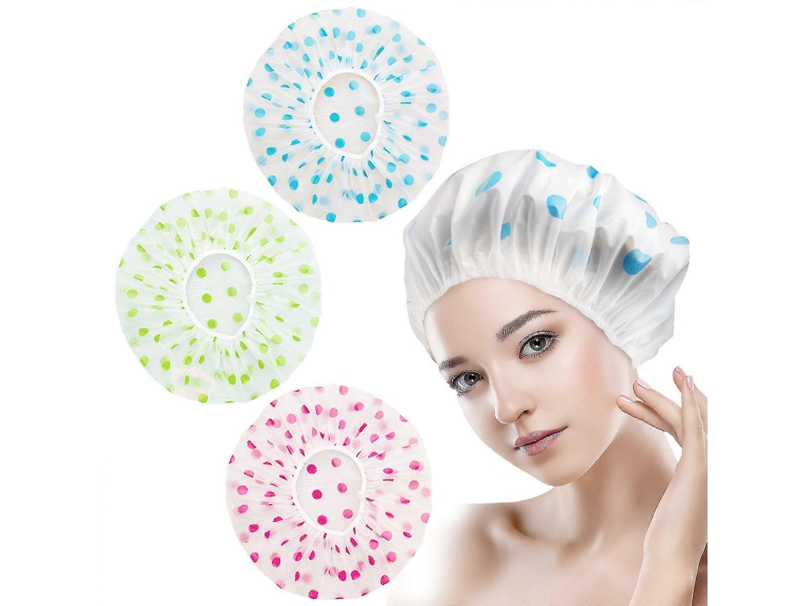 Pacote Com 3 Toucas De Banho, Reutilizáveis ​​e Impermeáveis, De Plástico, Elásticas, Para Usar À Noite E Macias Para O Cabelo.