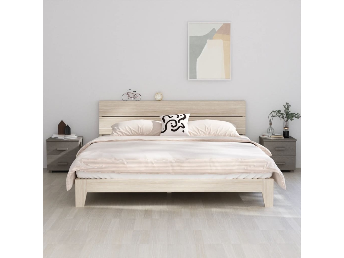 Vidaxl Mesas Cabeceira Hamar 2 Pcs 40x35x44,5 Pinho Maciço Cinza-claro