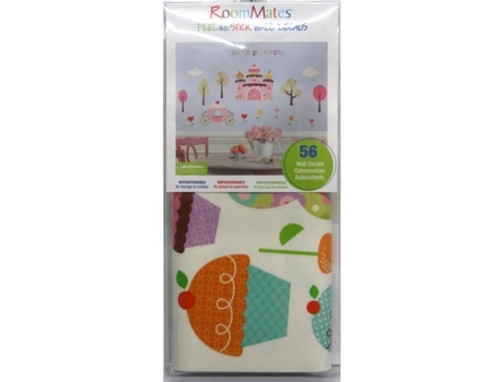 Roommates 56 Adesivos De Parede Gourmet Reposicionáveis Cupcakes E Candy 4 Folhas De 10,1 X 44,1 Cm