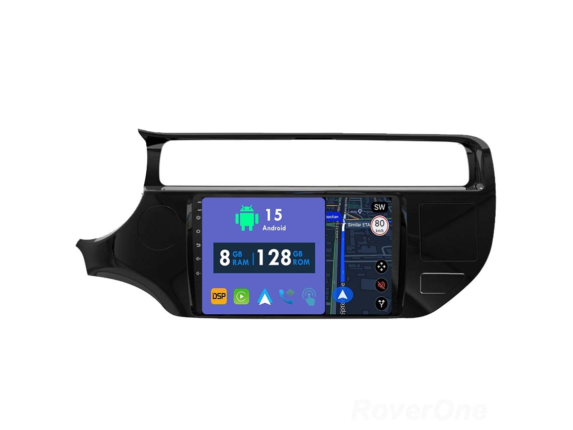 Auto Rádio Carro Bluetooth Autoradio 8GB RAM 128G ROM CarPlay Navegação GPS Ecrã Táctil RoverOne para Kia RIO 4 K3 LHD RHD 2015-2017  