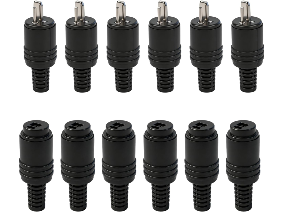 Conjunto de 12 conectores DIN de 2 pinos, conector DIN para alto-falante, plugues macho e fêmea com terminais de parafuso, adaptador de áudio.
