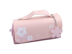 2026 estuche de Lápices Sakura, Estuche Simple Y Bonito Con Cremalleras Dobles para Estudiantes, Rosa