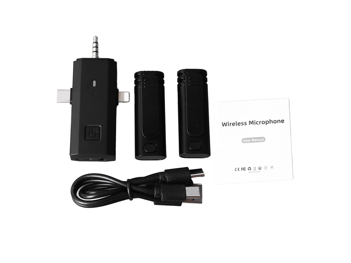 2026 sistema de Microfone Lavalier Sem Fio 3 em 1, Microfone Clip Lapel Mini para Vlog Gravação