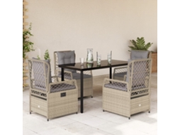 Vidaxl 5 Pcs Conjunto De Jantar P/ Jardim Com Almofadões Vime Pe Bege