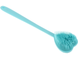 Escova De Banho Silicone Azul Em Formato Coração, Escova Esfoliante De Dupla Face Com Cabo Longo Para Massagem E