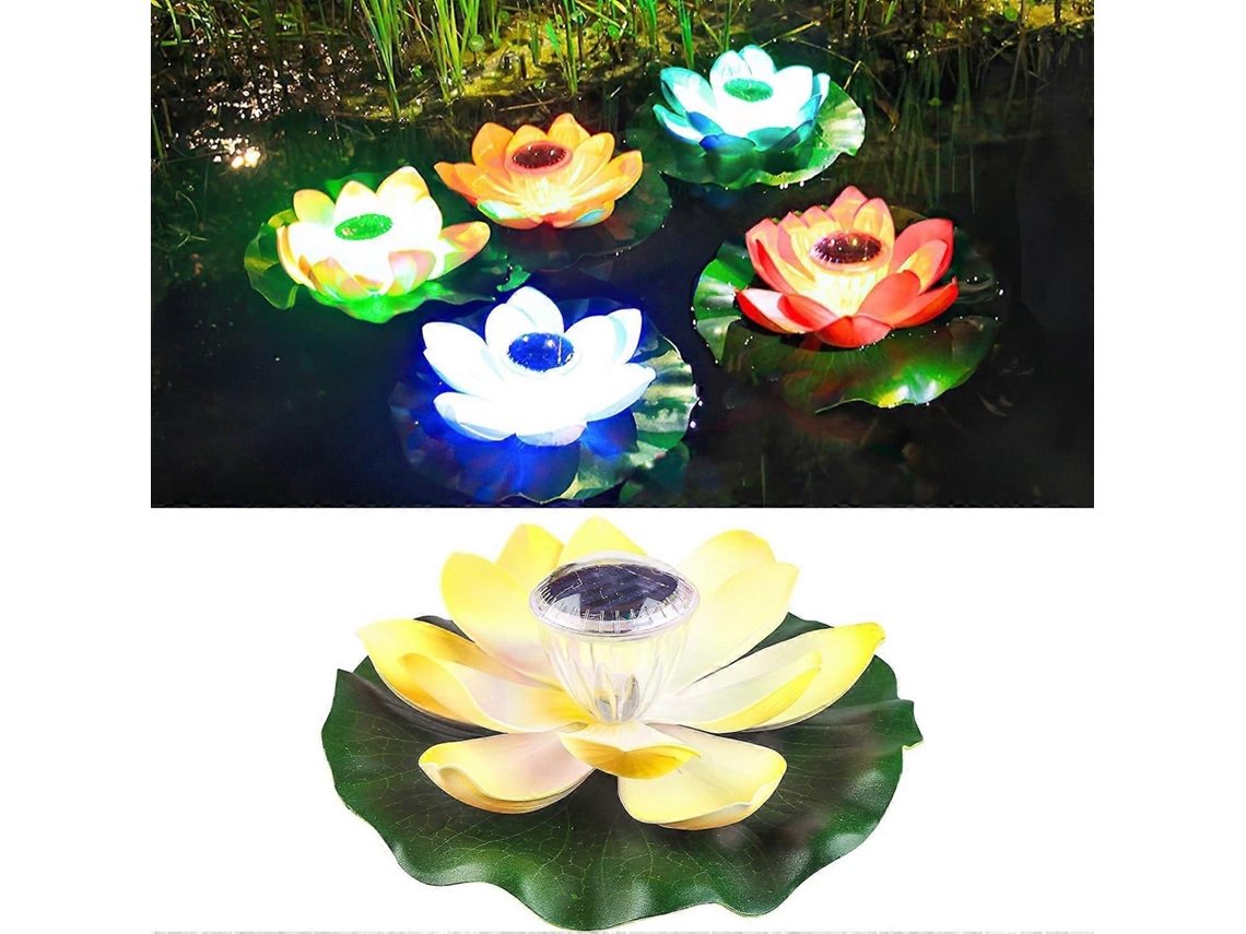 Luminária Solar Flutuante formato de lótus para piscina lago AQUAFORGE