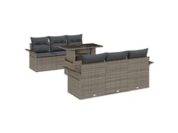 Conjunto 7 Móveis De Jardim Vidaxl Cinzento-claro Vime Pe (100 X 55 X 73 Cm)