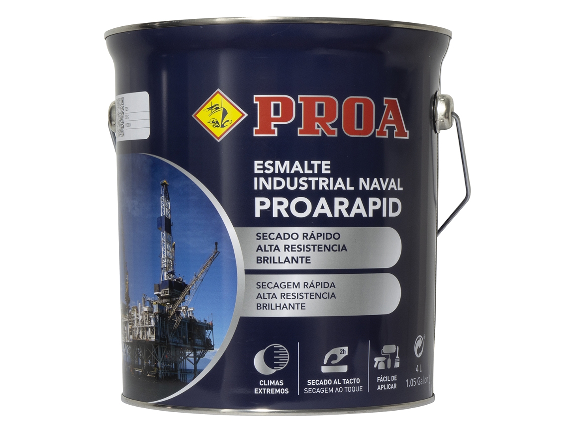 Esmalte Naval e Industrial Proarapid Brilhante Esmalte de Secagem Rápida e Elevada Dureza PROA Cinzento Azul 4L