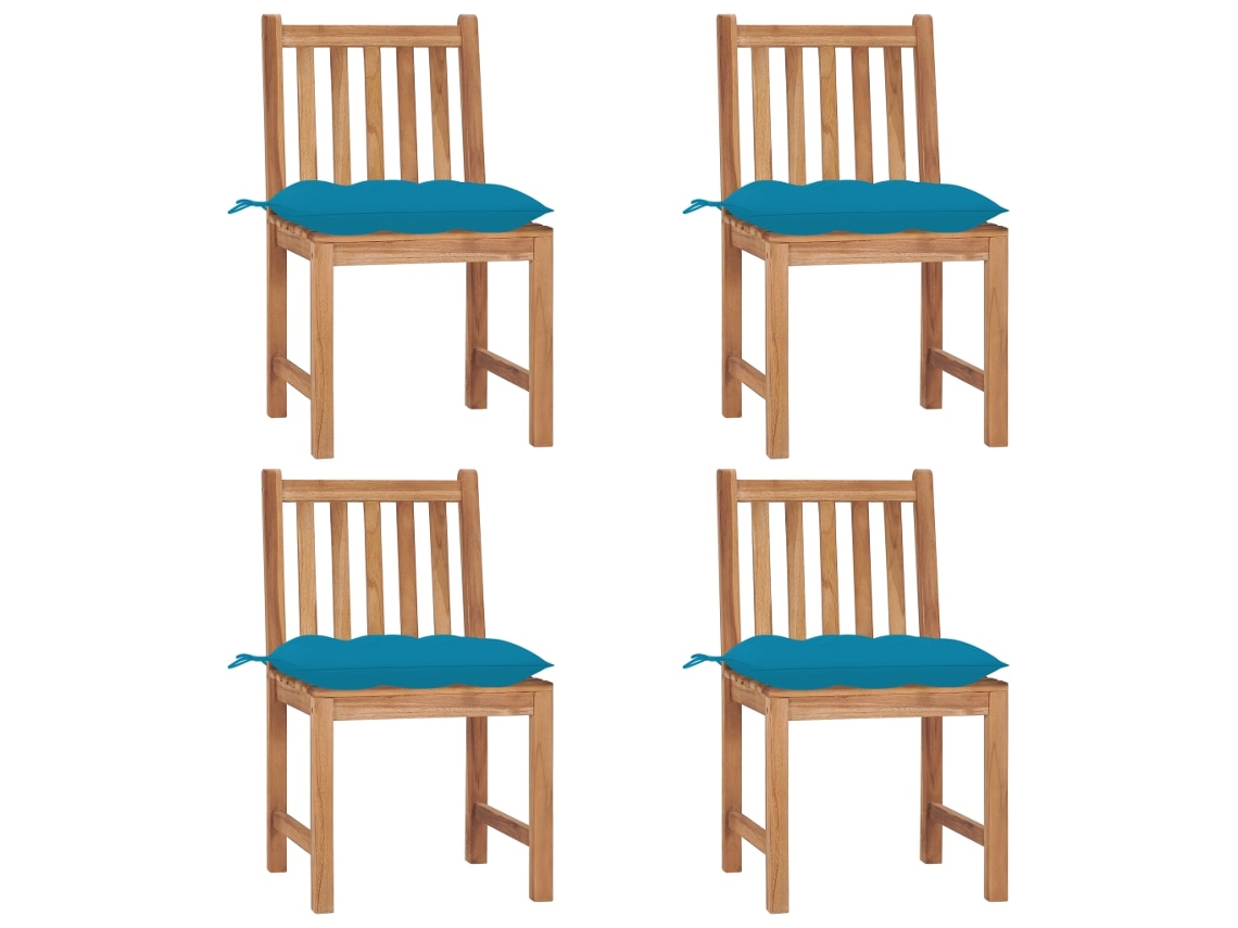 Vidaxl Cadeiras De Jardim C/ Almofadões 4 Pcs Madeira De Teca Maciça