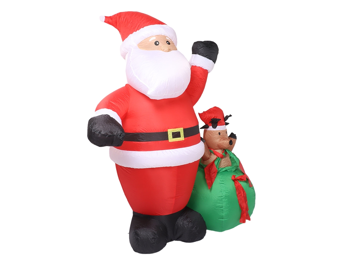 Modelo Inflável Do Papai Noel Com Renas (com Luzes Led + Proteção Ip44) Eoocoo