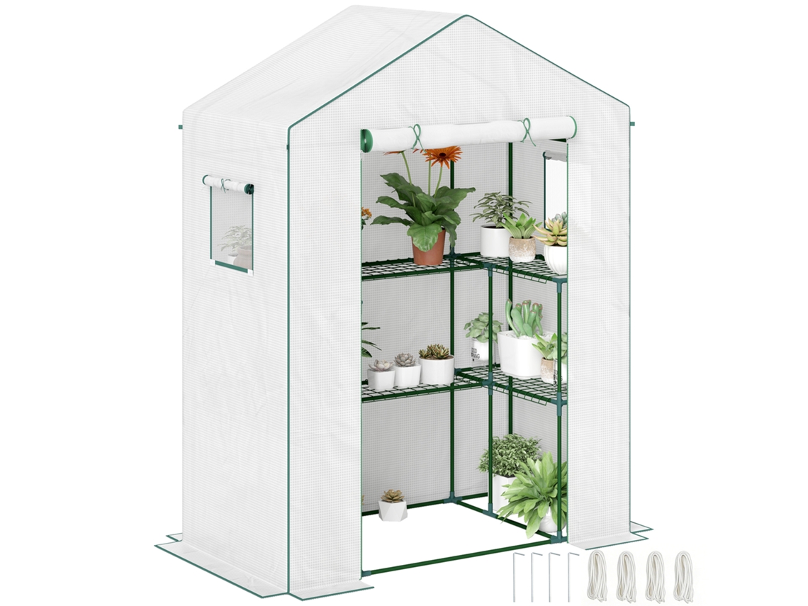 Estufa Jardim 2 Janelas 2 Níveis U Cultivo Plantas Branco