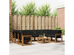 Vidaxl Conjunto De Sofás Para Exterior 10 Unid. Natural E Preto