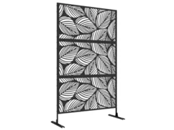 Biombo de Exterior Aço Cor Preto 122x45x198 cm Outsunny