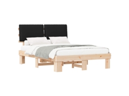 Estrutura de Cama com Cabeceira Estofada em Preto MAISON EXCLUSIVE (160x200 cm)