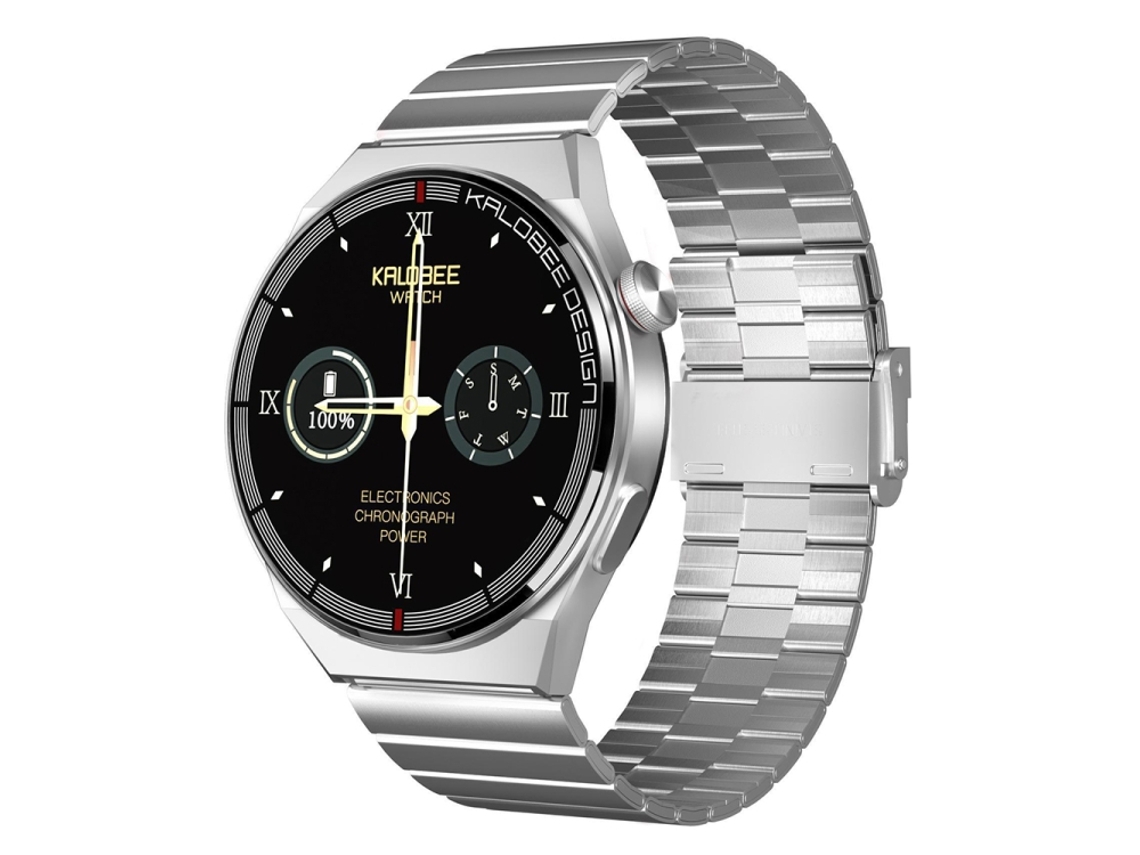 (prateado) Smartwatch Com Pulseira De Aço Estilo Bambu De 1,3 Polegadas, Classificação Ip68 E Suporte Para Chamadas Bluetooth.