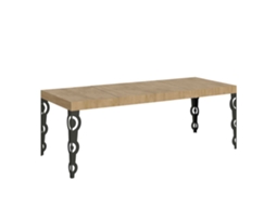 Mesa de Jantar Extensível 90X160/264 Cm Karamay Premium Carvalho Natural Quadro Antracite ITAMOBY
