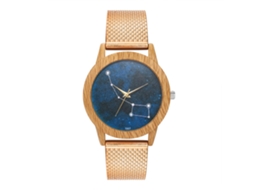 Relógio de pulso casual Zhoulianfa para homens e mulheres com pulseira de malha dourada rosê.
