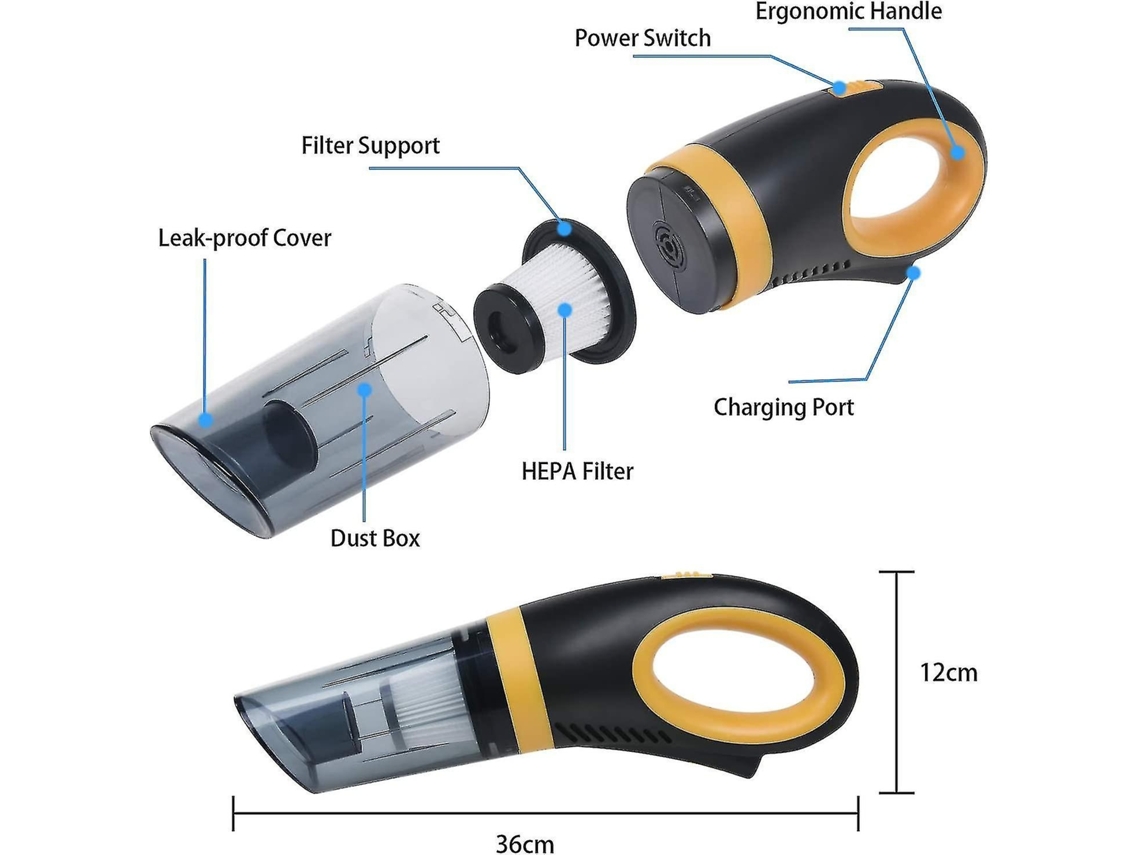 Lurelia Aspirador Portátil Sem Fios Para Carro, 8500 Pa, 120 W, 2500 Mah, 28000 Rpm