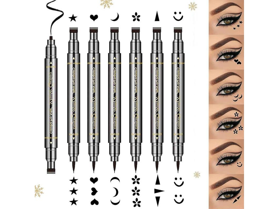 Lápis de Eyeliner Líquido Duas Pontas com Carimbo À Prova de Água e Suor 6pcs 6 Formas