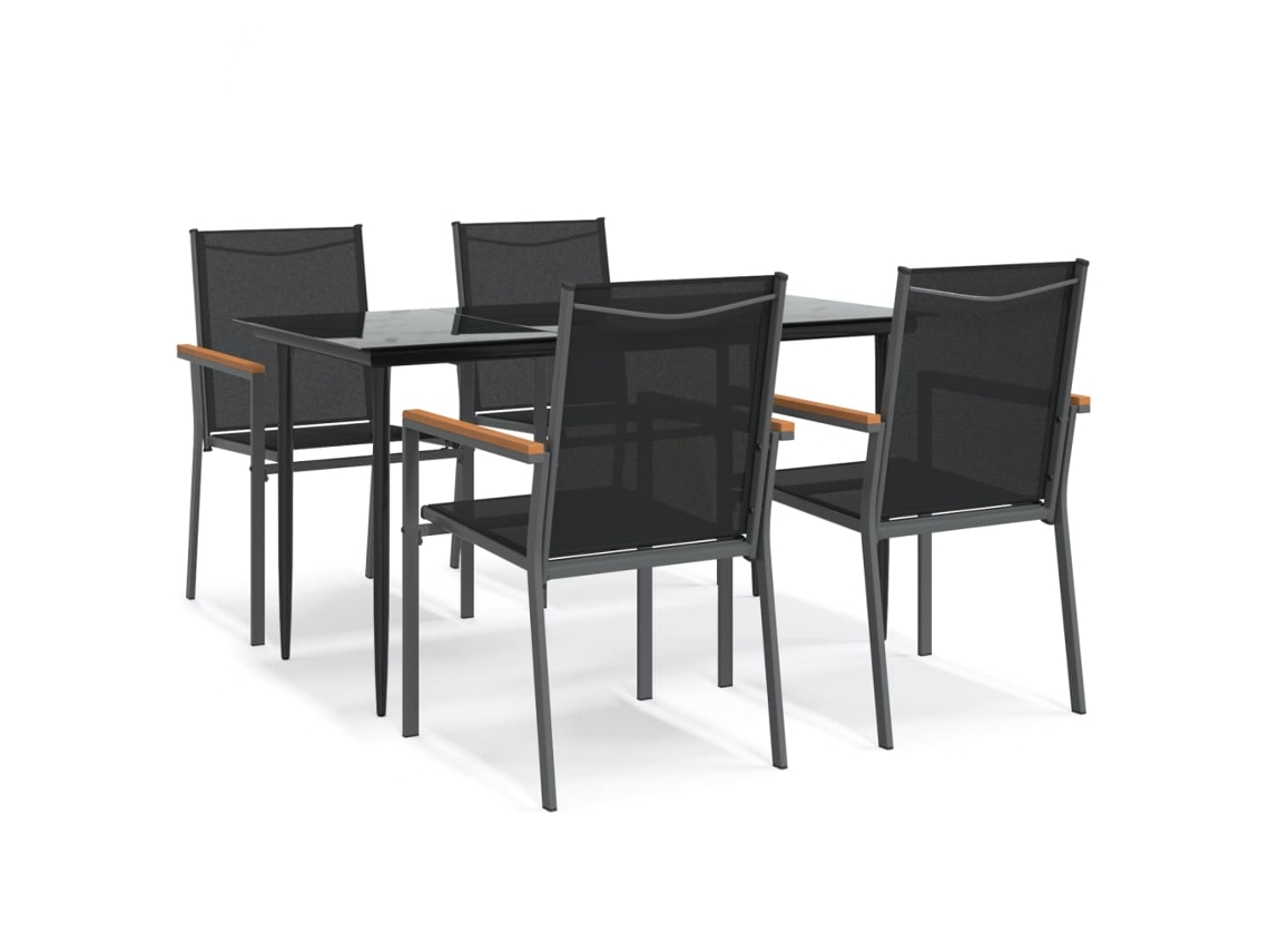 Vidaxl 5 Pcs Conjunto De Jantar Para Jardim Textilene E Aço Preto