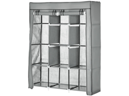 8 Prateleiras Bem Como 2 Barras, Tecido Não Tecido E Aço, Cinza Claro, Destinada A Áreas Externas, Guarda-roupa Compacto Com Base Elevada