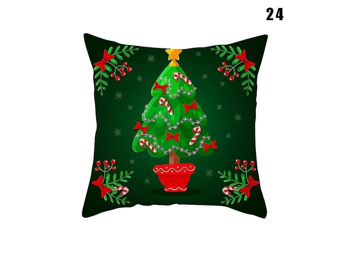 Funda De Almohada Navideña 45x45cm Tela De Piel De Melocotón Diseño Festivo Protectora