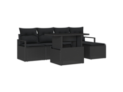Conjunto 6 Sofá Modular Vidaxl Preto Vime Pe (100 X 55 X 73 Cm)