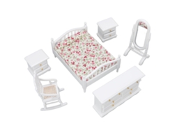 Mali conjunto de Móveis de Quarto de Boneca em Madeira 1:12 Miniatura Diy Acessórios Exquisitos 6 Peças