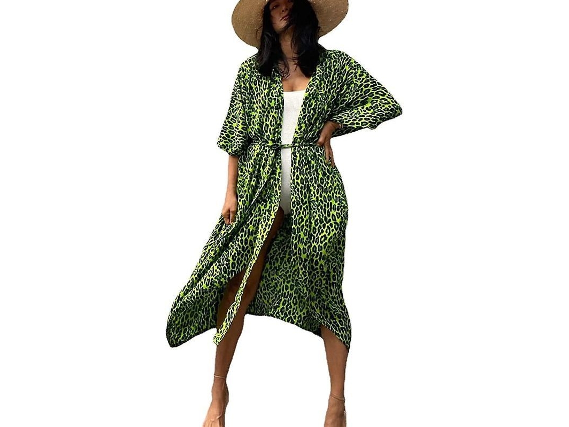 2026 kimono para Mulher de Praia com Borda Curva Solta e Frente Aberta Tamanho Único Leve e Confortável