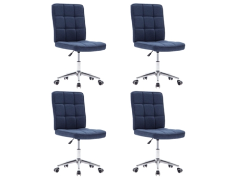 Cadeiras de Refeição  4 Peças Tecido (48 x 55 x 98 cm - Azul)