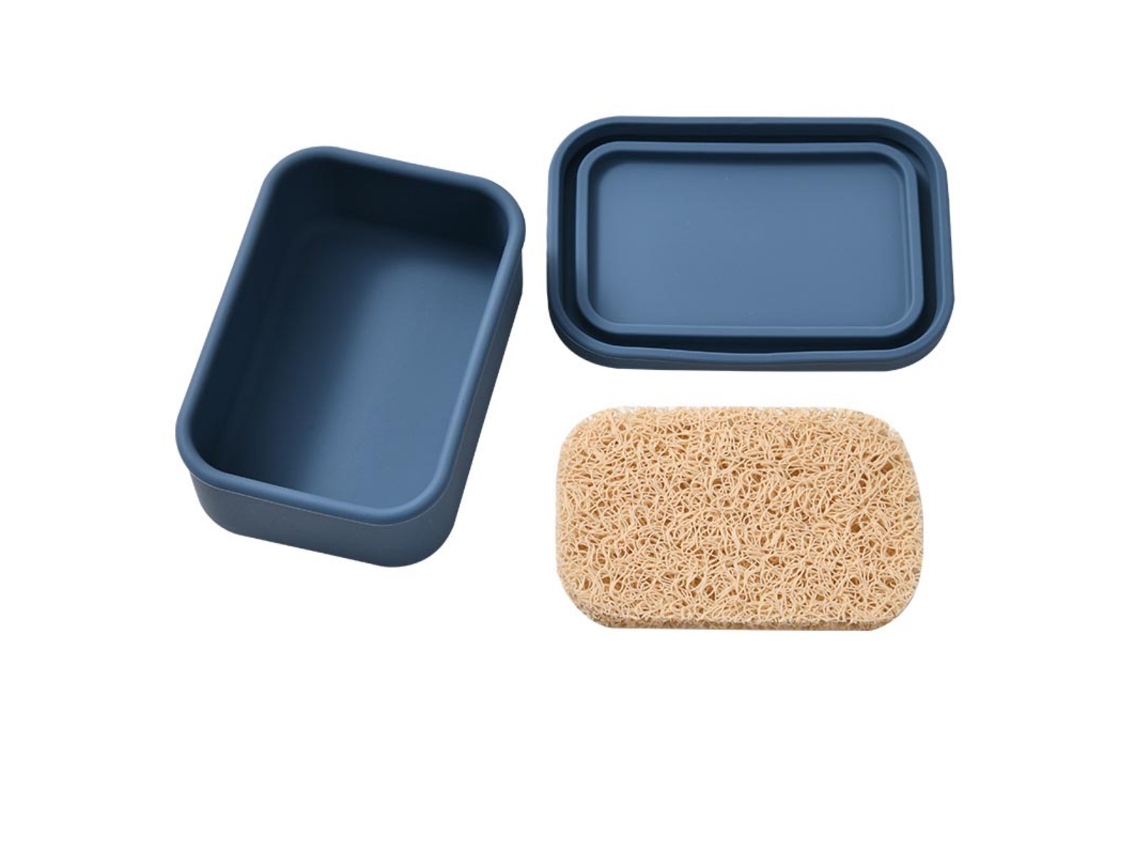 Saboneteira portátil de silicone à prova de vazamentos AQUAFORGE em azul