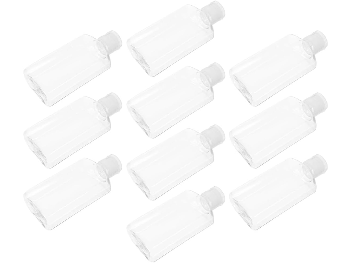 Conjunto de 10 frascos de viagem de plástico transparente de 30ml