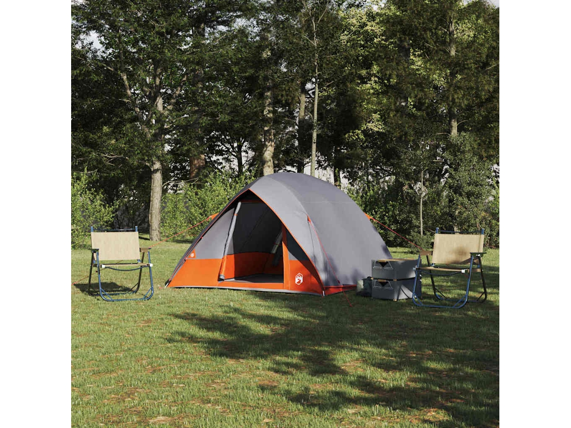 Vidaxl Barraca De Camping 4 Pessoa Cinza E Laranja Tafetá