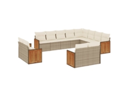 Conjunto de 12 Sofás para Jardim com Almofadões Vime Pe Bege MAISON EXCLUSIVE