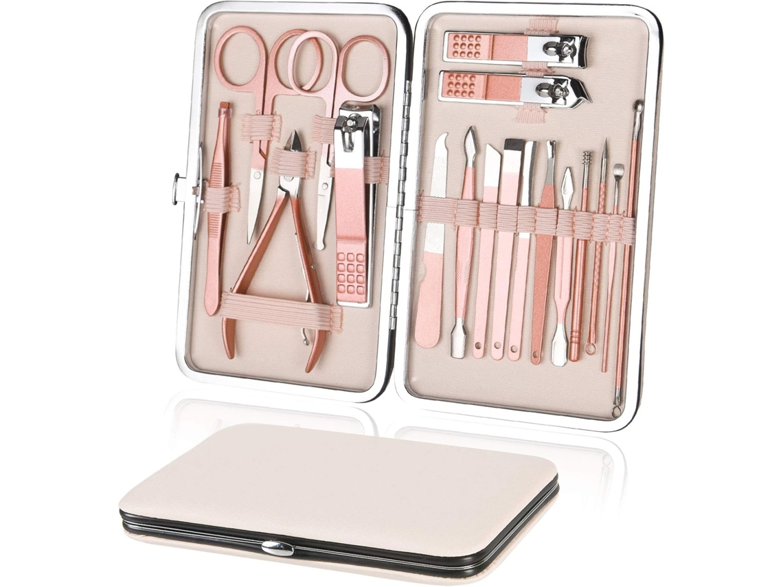 Lurelia Kit De Manicure E Pedicure 18 Peças, Em Aço Inoxidável, Portátil, Com Estojo, Para Cuidados Pessoais
