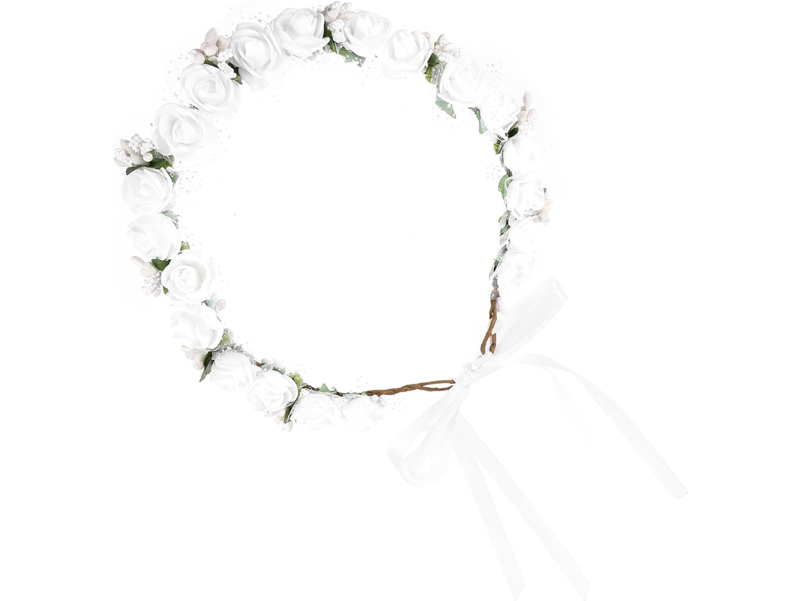 Nuobesty Tiara De Coroa De Flores Em Espuma Pe Branca Com Miçangas, Adereço Para Fotos De Noiva