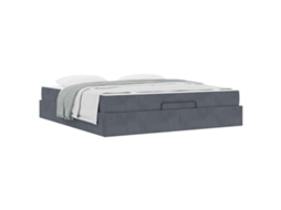 SYFAX™ Estrutura de Cama com Colchão 2 Pcs Cinza Escuro Veludo