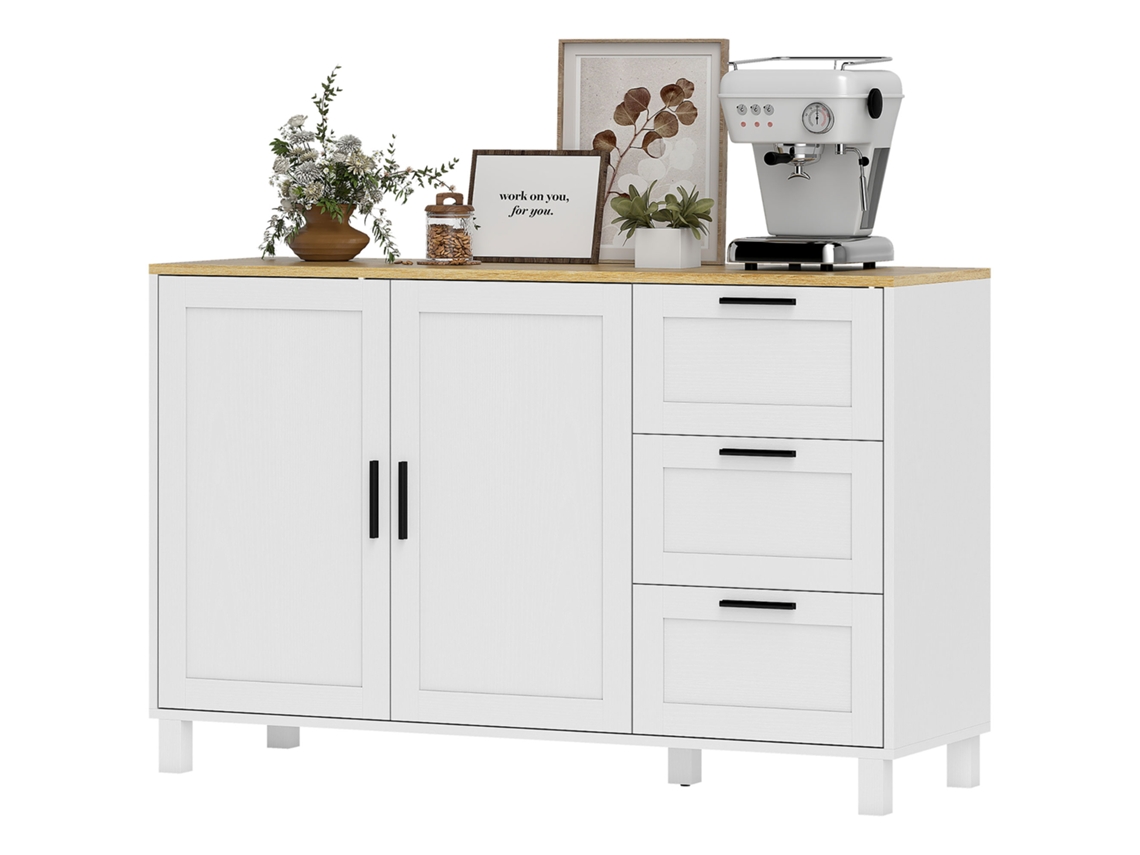 Aparador 2 Portas com Prateleira Ajustável 120x38x76 Cm Branco