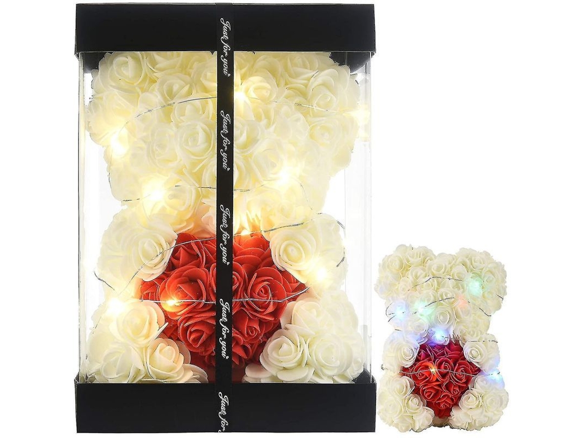 Fasst oso de Rosas Artificial para Regalo de Cumpleaños, Regalo para Novia, Mamá Y Mujer, Oso Teddy Con Caja de Regalo