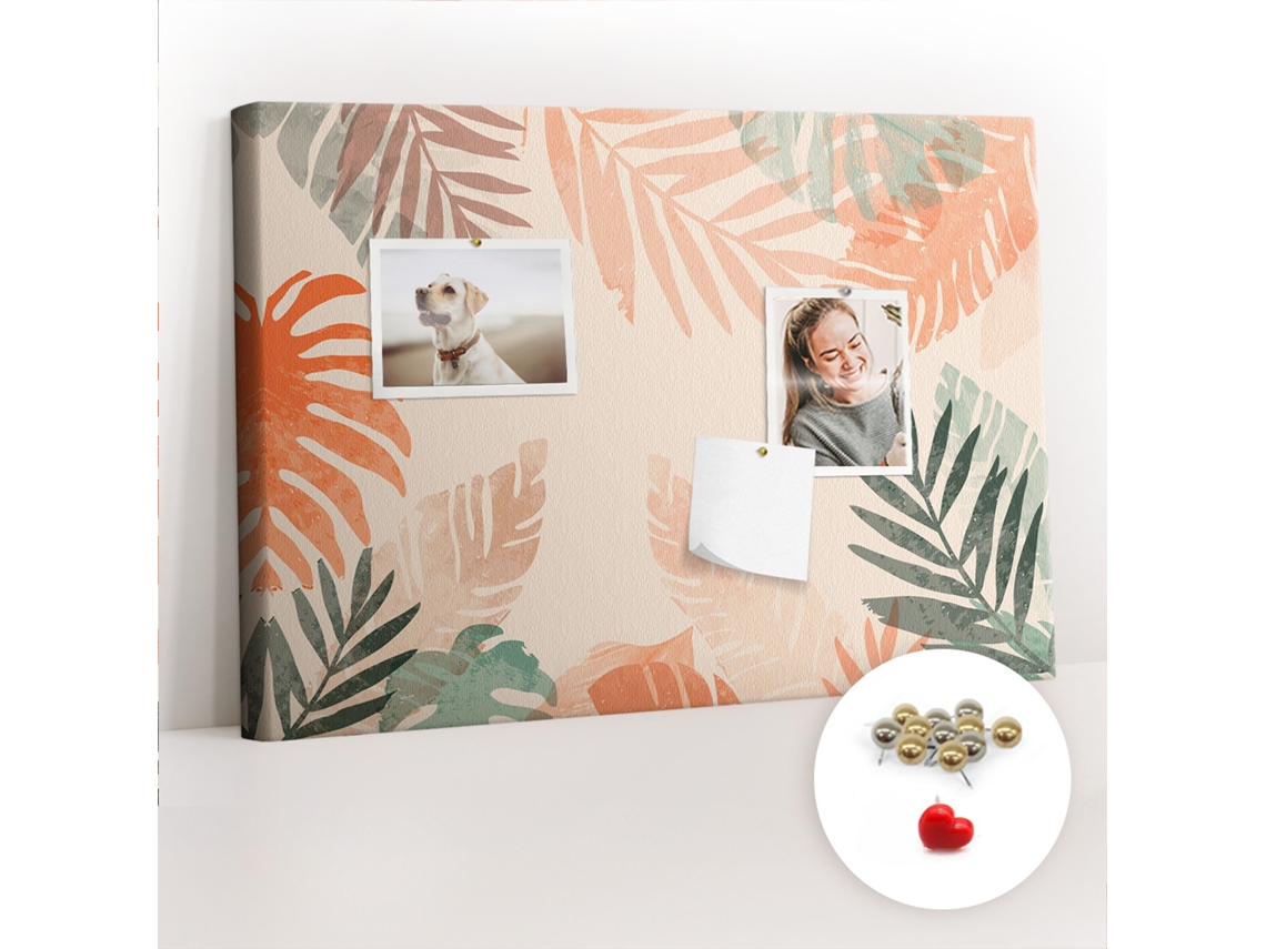 Quadro De Cortiça Com Impressão Folhas Botânicas Para O Corredor Espelharte (60x40 Cm)
