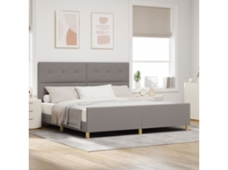Cama Lovely Home Madeira Tecido Castanho (200x200)