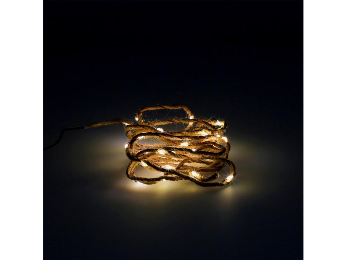 Grinalda de luzes de Natal com 30 micro LEDs de corda, luz branca quente para uso em interiores, IP20. Alimentado por 3 pilhas AA (não incluídas)